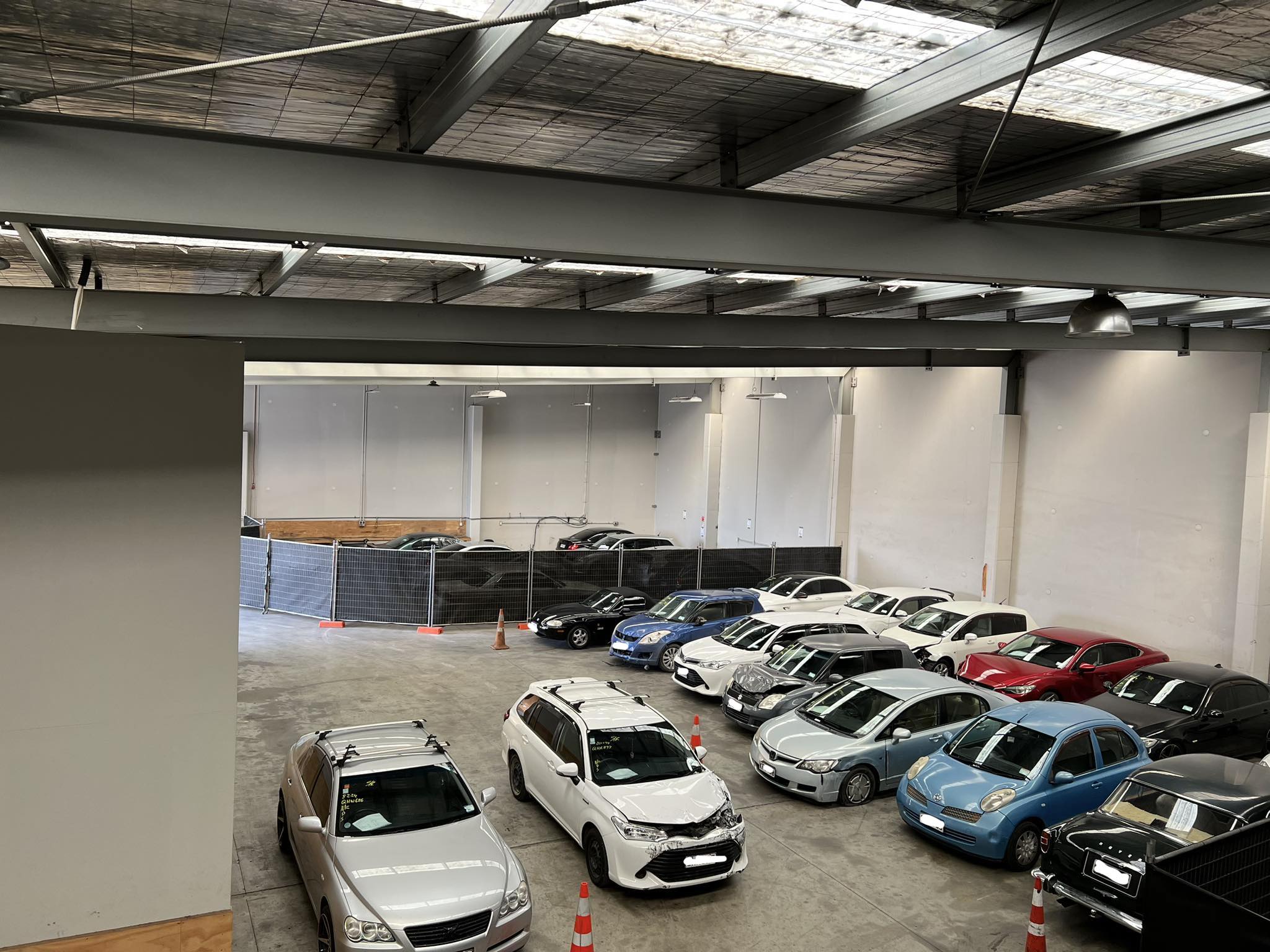 Cars stored in warehouse