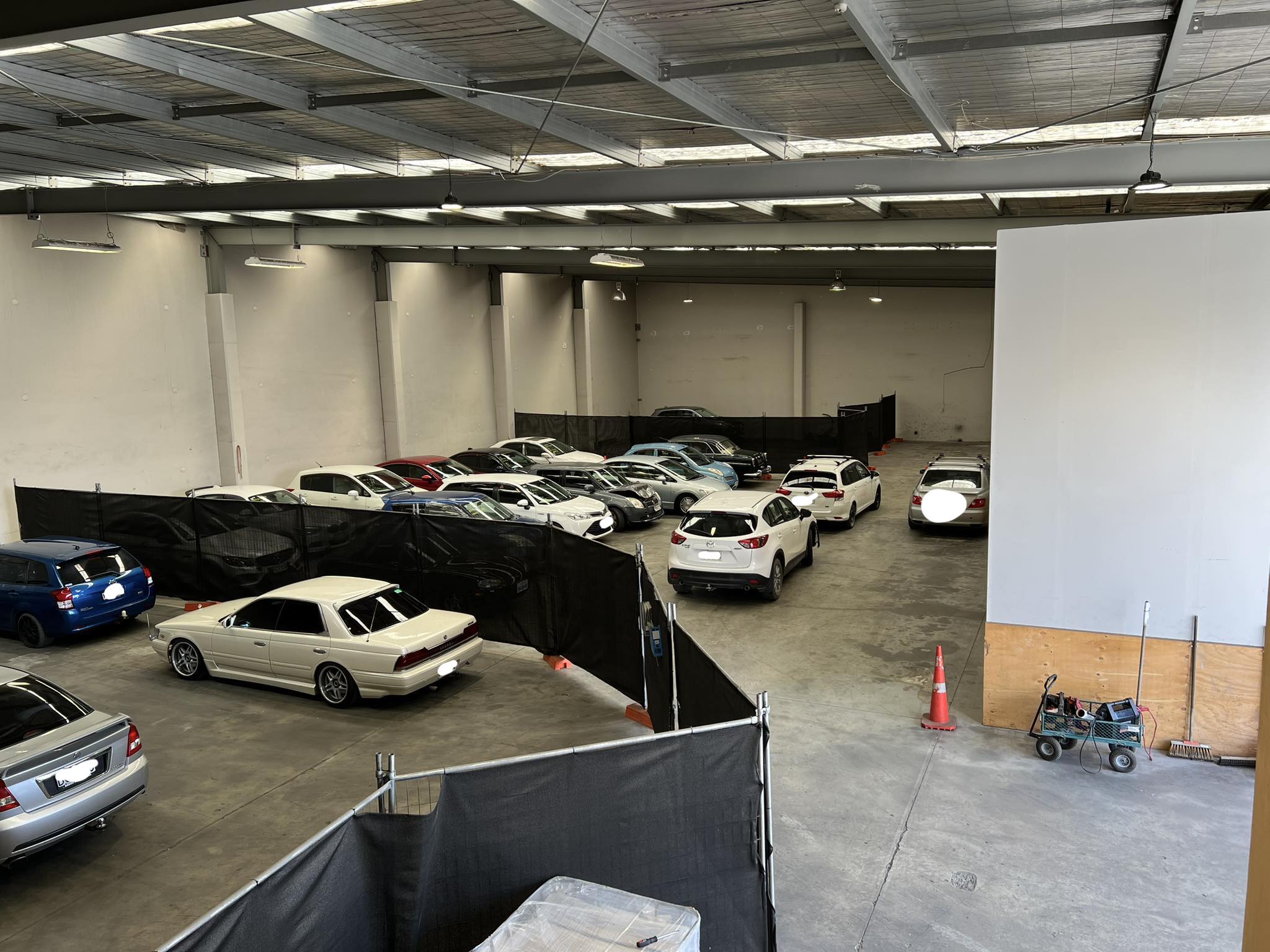 Cars stored in warehouse