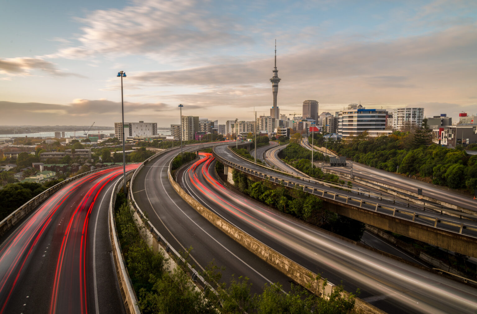 Auckland city motorways and city scape