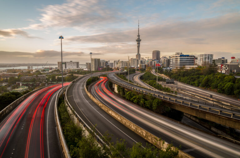 Auckland city motorways and city scape